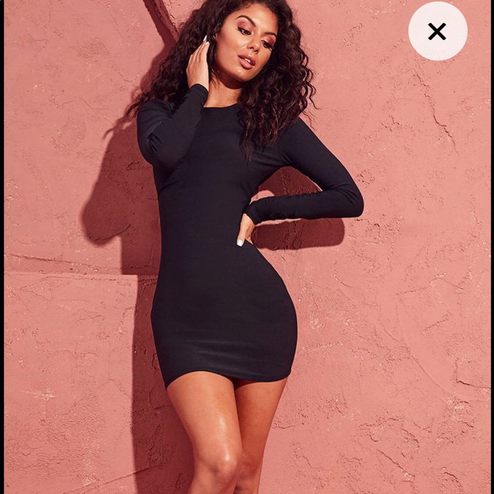 Cute black long sleeve bodycon dress